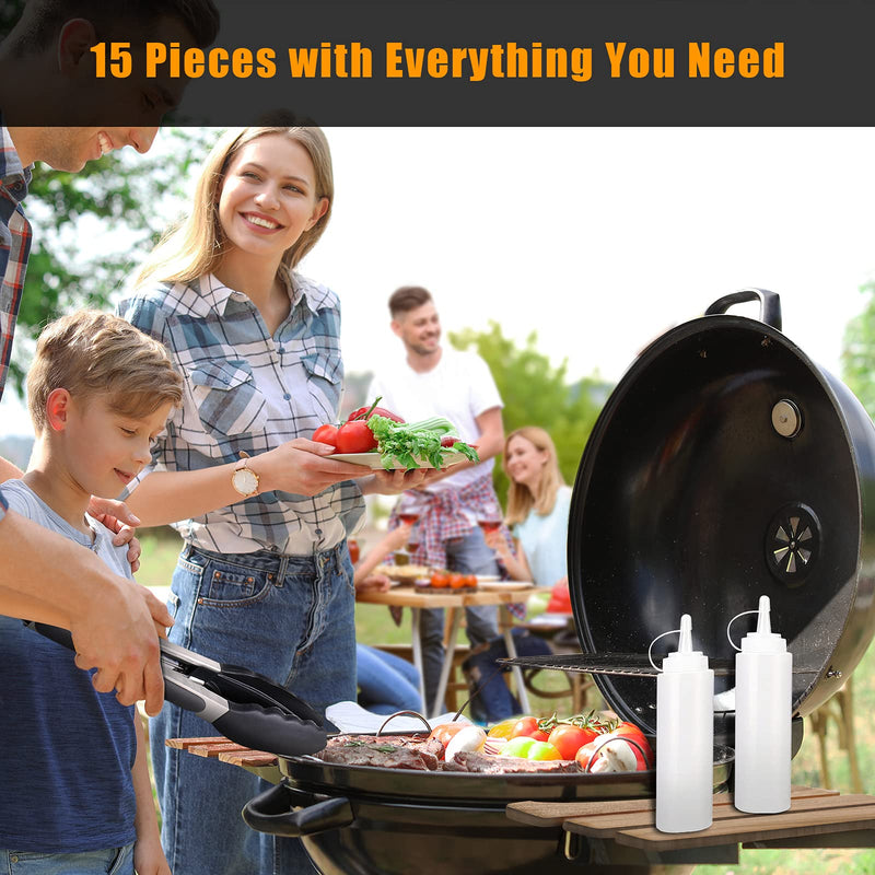 Griddle Accessories,15 Pcs Flat Top Grill Accessories kit for Blackstone and Camp,Stainless Steel BBQ Accessories with Spatula, Basting Cover,Tongs,Egg Mold & Carry Bag for Outdoor BBQ Teppanyaki - Grill Parts America