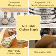 Simply Gourmet Measuring Cups and Spoons Set of 12, 304 Premium Stainless Steel, Stackable Cups Long Handle Spoons Fits Narrow Jars, Kitchen Gadgets for Liquid & Dry Ingredients Cooking Baking - Grill Parts America