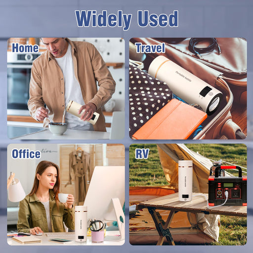 Travel Electric Kettle Portable Mini Kettle,Small Hot Water Boiler with 4 Temperature Settings,304 Stainless Steel,Fast Boiling Water with Auto Shut-Off and Boil Dry Protection (Beige, 400ML) - Grill Parts America