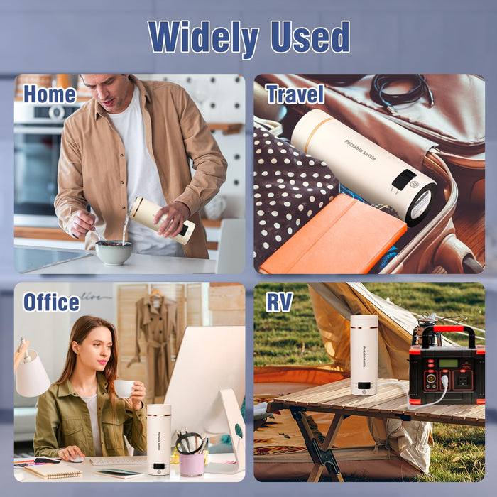 Travel Electric Kettle Portable Mini Kettle,Small Hot Water Boiler with 4 Temperature Settings,304 Stainless Steel,Fast Boiling Water with Auto Shut-Off and Boil Dry Protection (Beige, 400ML) - Grill Parts America