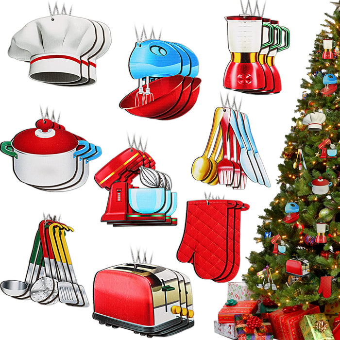 27 Pieces Chef Christmas Ornament Baking Ornaments Cooking Chef Ornament Christmas Tree Ornament Topper Decoration Xmas Decor Sets Baking Christmas Hanging Ornaments with Rope for Tree Baker Gift - Grill Parts America