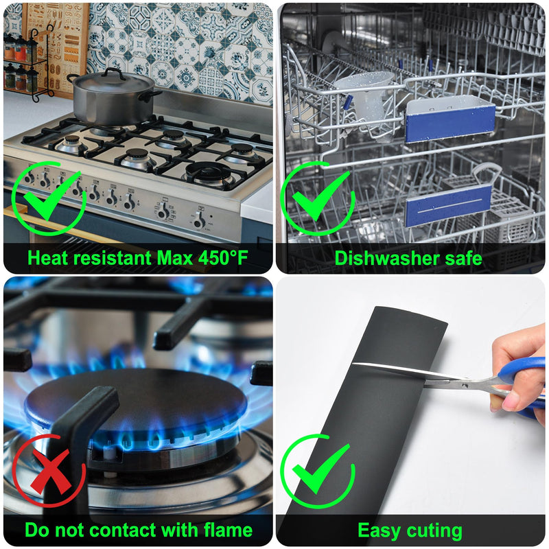 Silicone Stove Counter Gap Cover / Filler by Kindga 25" Long, Sealing Spills Between Kitchen Appliances Washing Machine and Stovetop, Set of 2 (Black) - Grill Parts America