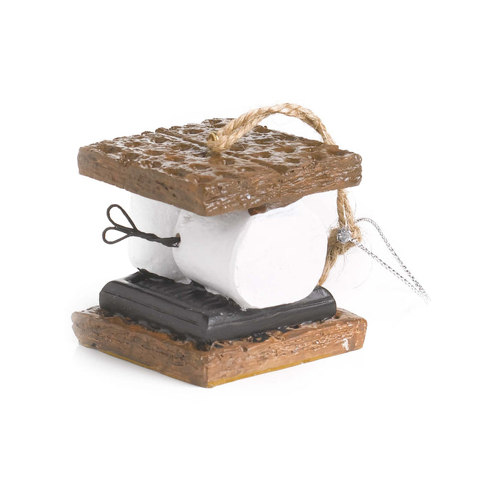 Smiling White Chocolate Brown S'mores Sandwich 2 Inch Resin Decorative Holiday Ornament - Grill Parts America