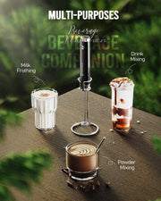 Maestri House Rechargeable Milk Frother with Stand, Handheld Electric Foam Maker Waterproof Detachable Stainless Steel Whisk Drink Mixer Foamer for Lattes, Cappuccino - Grill Parts America
