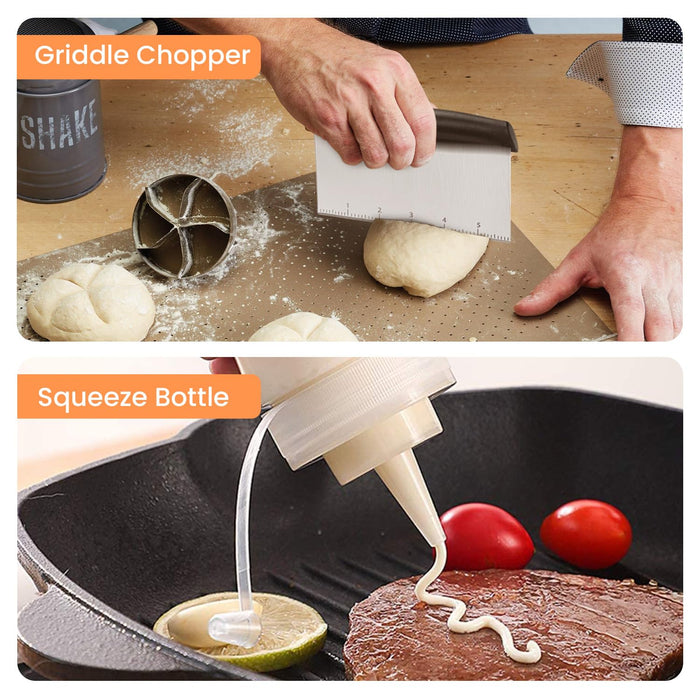 Griddle Accessories Kit for Blackstone,8 Pcs Flat Top Grill Accessories Set with Griddle Spatulas, Scraper, Spatula Holder and Carry Bag for Indoor BBQ/Outdoor Camping - Grill Parts America