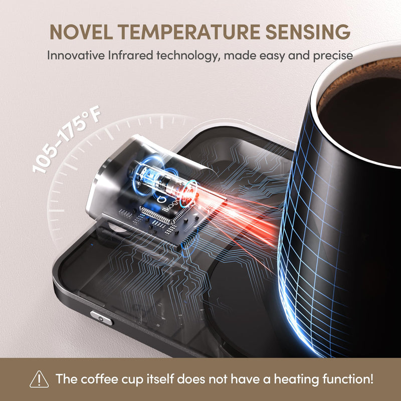 ikago Smart Heated Coffee Mug Warmer & Mug Set - Heated Mug Warmer with Auto Shut Off, 1°F Precise Temperature Control Mug Warmer, Electric Coffee Mug Warmer for Desk, Birthday Gifts for Women and Men - Grill Parts America