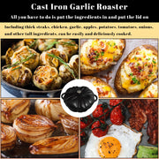 AOKDEER Garlic Roaster, Cast Iron Garlic Roaster for Kitchen Grill Oven, Dining Room, Indoor or Outdoor, BBQ Grill Garlic Tools, Garlic Baker for Picnic Camping Patio Backyard Cooking - Grill Parts America