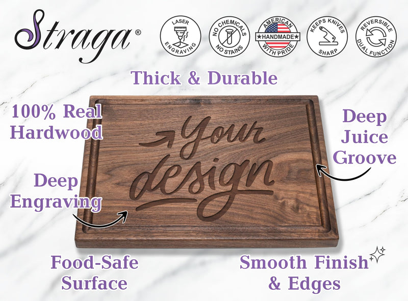 Straga Personalized Cutting Boards | Handmade Wood Engraved Charcuterie | Custom Father's Day Gift for Dad, Husband, Grandpa, King of the Grill, Dad's Barbeque, Grill Master, Dad's BBQ - Grill Parts America