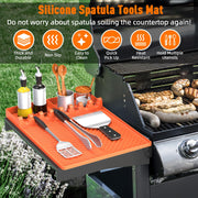 Silicone Grill Mat Compatible with Blackstone, Silicone Griddle Tools Mat with Drip Pad, Spatula Mat for Outdoor Grill Kitchen Counter (Orange) - Grill Parts America