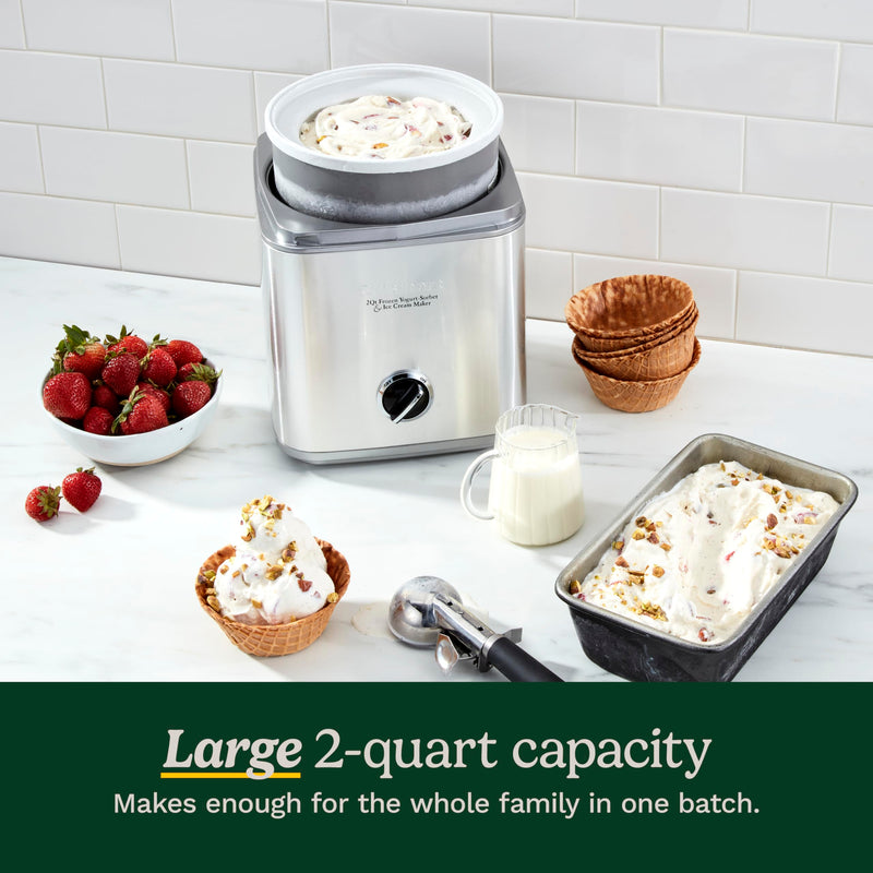 CUISINART Ice Cream Maker, Ice Cream and Frozen Yogurt Machine, 2-Qt. Double-Insulated Freezer Bowl, Silver, ICE30BCP1 - Grill Parts America