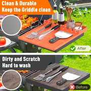 Silicone Grill Mat Compatible with Blackstone, Silicone Griddle Tools Mat with Drip Pad, Spatula Mat for Outdoor Grill Kitchen Counter (Orange) - Grill Parts America