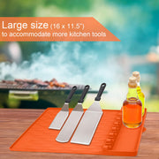 Grill Accessories Silicone Griddle Mat for Blackstone Side Shelf, Silicone Spatula Pad Mats Cooking Gadgets Barbecue Tools for Outdoor BBQ Kitchen Countertop by EANINNO Orange - Grill Parts America