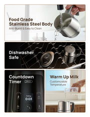 Dreo BaristaMaker Milk Frother, All-in-1, 27oz/800ml Hot/Cold Electric Foam Maker for Coffee, Latte Art-level Microfoam, Automatic Milk Warmer, Dairy/Plant-Based Milk, 30+ Drinks, Dishwasher Safe - Grill Parts America