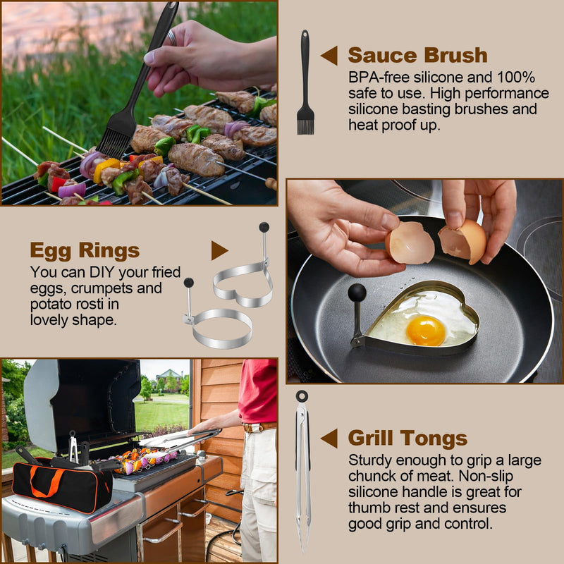 14PCS Griddle Accessories Kit, Flat Top Grill Accessories Set for Blackstone and Camp Chef, Grill Spatula Set with Enlarged Spatulas, Scraper for Outdoor Barbecue - Grill Parts America