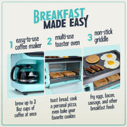 Nostalgia 3-in-1 Breakfast Station - Includes Coffee Maker, Non-Stick Griddle, and 4-Slice Toaster Oven - Versatile Breakfast Maker with Timer - Aqua - Grill Parts America