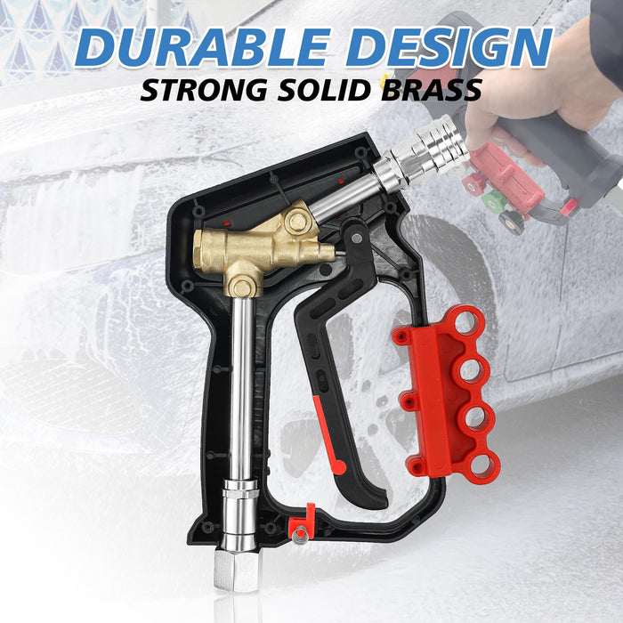 RIDGE WASHER Pressure Washer Gun 5000 PSI with Nozzle Bracket, 12 GPM, Power Washer Trigger Gun with 1/4" Quick Connector, 360° Swivel 3/8'' NPT Thread, M22-14mm and M22-15mm Fitting - Grill Parts America