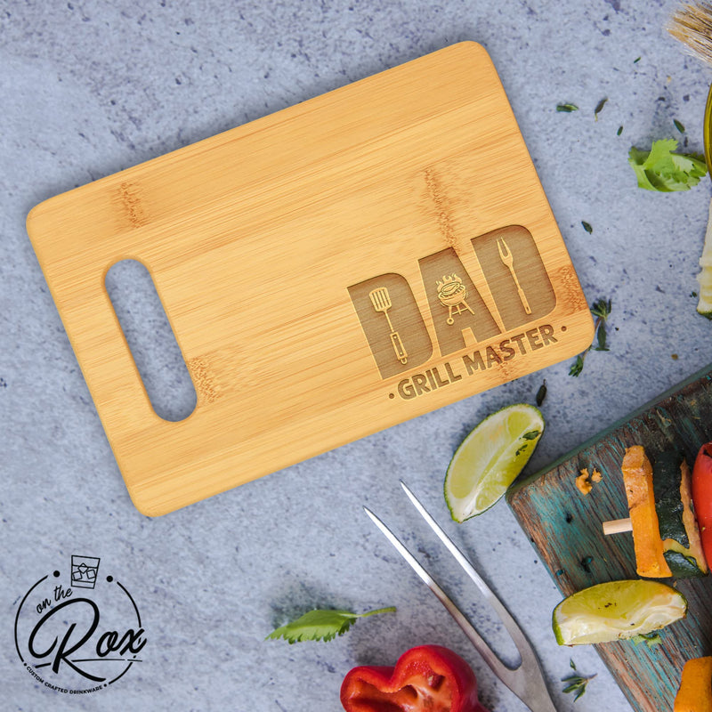 On The Rox Gifts for Dad - Dad Grill Master Cutting Board (9”x6”) - Personalized Dad Gifts for Men - Engraved Bamboo Board for Grill Fathers, Papa, Stepdad - Best Dad Ever Birthday, Fathers' Day Gift - Grill Parts America