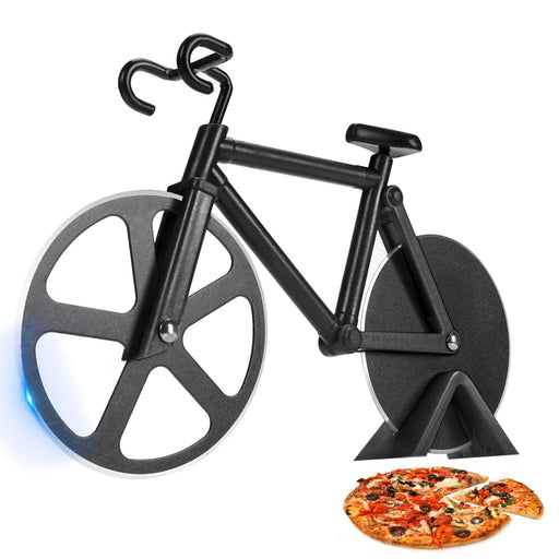 SCHVUBENR Bicycle Pizza Cutter Wheel - Gifts for Cyclists Men - Housewarming Christmas Gift - Bike Pizza Cutter - Funny Kitchen Gadget - Cool Men’s Gift - Stainless Steel Pizza Slicer(Black) - Grill Parts America