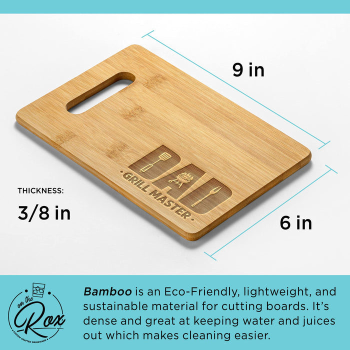 On The Rox Gifts for Dad - Dad Grill Master Cutting Board (9”x6”) - Personalized Dad Gifts for Men - Engraved Bamboo Board for Grill Fathers, Papa, Stepdad - Best Dad Ever Birthday, Fathers' Day Gift - Grill Parts America