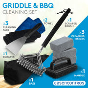 CASENCONTROS - Griddle Cleaning Kit for Blackstone [12 Pcs] - Flat Top Grill Accessories and Grill Cleaning Kit - Griddle Cleaner Set with Cleaning Pads, Grill Brush, Cleaning Bricks, Brush and Towels - Grill Parts America