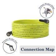 M MINGLE Pressure Washer Hose 25 FT x 1/4" - Replacement Power Wash Hose with M22 14mm Fittings - 3600 PSI - Grill Parts America