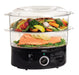 BELLA Two Tier Food Steamer with Dishwasher Safe Lids and Stackable Baskets & Removable Base for Fast Simultaneous Cooking - Auto Shutoff & Boil Dry Protection, Stainless Steel, 7.4 QT, Black - Grill Parts America