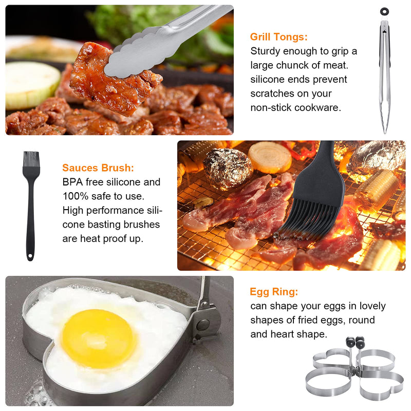 Blackstone Griddle Accessories Kit,16pcs Flat Top Grill Accessories Set for Blackstone and Camp Chef with Spatula,Scraper,Griddle Cleaning Kit &Carry Bag,Great for Outdoor BBQ & Teppanyaki and Camping - Grill Parts America