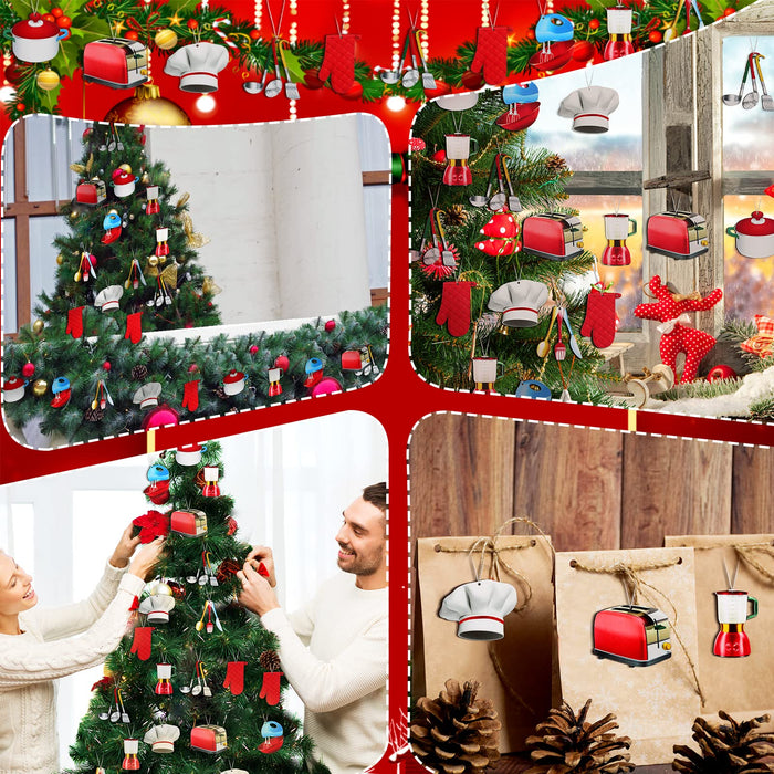27 Pieces Chef Christmas Ornament Baking Ornaments Cooking Chef Ornament Christmas Tree Ornament Topper Decoration Xmas Decor Sets Baking Christmas Hanging Ornaments with Rope for Tree Baker Gift - Grill Parts America