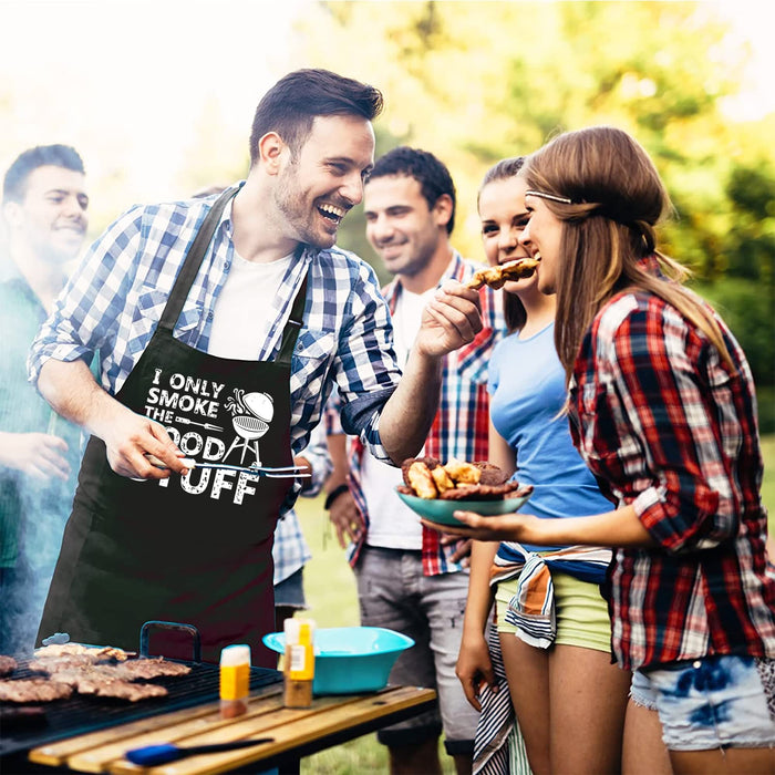 Kaidouma Funny Grill Aprons for Men - I Only Smoke the Good Stuff - Men’s Funny Chef Cooking Grilling BBQ Aprons with 2 Pockets - Birthday Father’s Day Christmas Gifts for Dad, Husband, Boyfriend, Him - Grill Parts America
