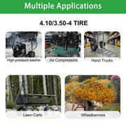 LTNICER 4.10/3.50-4 tire and inner tube 2-pack with bent valve stem for lawn mowers and utility carts