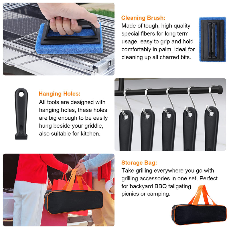 Blackstone Griddle Accessories Kit,16pcs Flat Top Grill Accessories Set for Blackstone and Camp Chef with Spatula,Scraper,Griddle Cleaning Kit &Carry Bag,Great for Outdoor BBQ & Teppanyaki and Camping - Grill Parts America