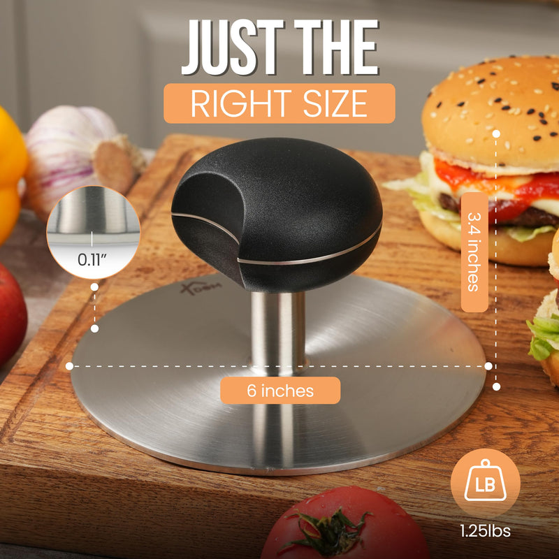 TheDOM 6" Heavy Duty Smash Burger Press, Burger Smasher, Hamburger Press, Bacon Press, Meat Press, Grill Press, Patty Press, Griddle Press, Meat Smasher, Burger Press Smashburger - Grill Parts America