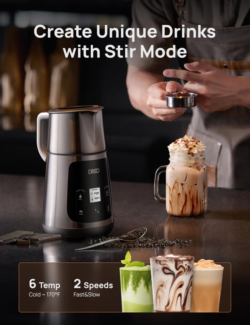 Dreo BaristaMaker Milk Frother, All-in-1, 27oz/800ml Hot/Cold Electric Foam Maker for Coffee, Latte Art-level Microfoam, Automatic Milk Warmer, Dairy/Plant-Based Milk, 30+ Drinks, Dishwasher Safe - Grill Parts America