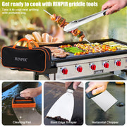 RINPIR 45pcs Griddle Accessories Kit for Blackstone, Flat Top Grill Spatula Set with Enlarged Spatulas, Melting Dome and Burger Press, Professional Hibachi Tools Gifts for Outdoor BBQ Teppanyaki - Grill Parts America