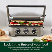 Cuisinart Panini Press, Stainless Steel Griddler, Sandwich Maker & More, 5-IN-1, GR-4NP1 - Grill Parts America