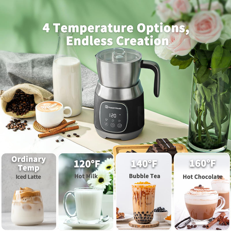 Maestri House Milk Frother, 21OZ Variable Temp and Froth Thickness Milk Frother and Steamer, Smart Touch Control Milk Warmer, Dishwasher Safe, Memory Function for Latte Cappuccino Hot Chocolate - Grill Parts America