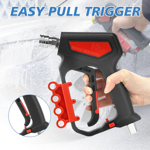 RIDGE WASHER Pressure Washer Gun 5000 PSI with Nozzle Bracket, 12 GPM, Power Washer Trigger Gun with 1/4" Quick Connector, 360° Swivel 3/8'' NPT Thread, M22-14mm and M22-15mm Fitting - Grill Parts America