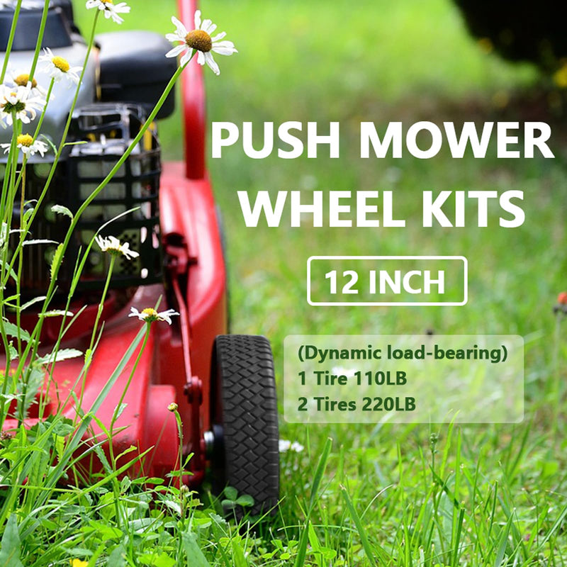 Parts Camp 12-inch push mower wheel kit with replacement lawn mower wheels, patio equipment part