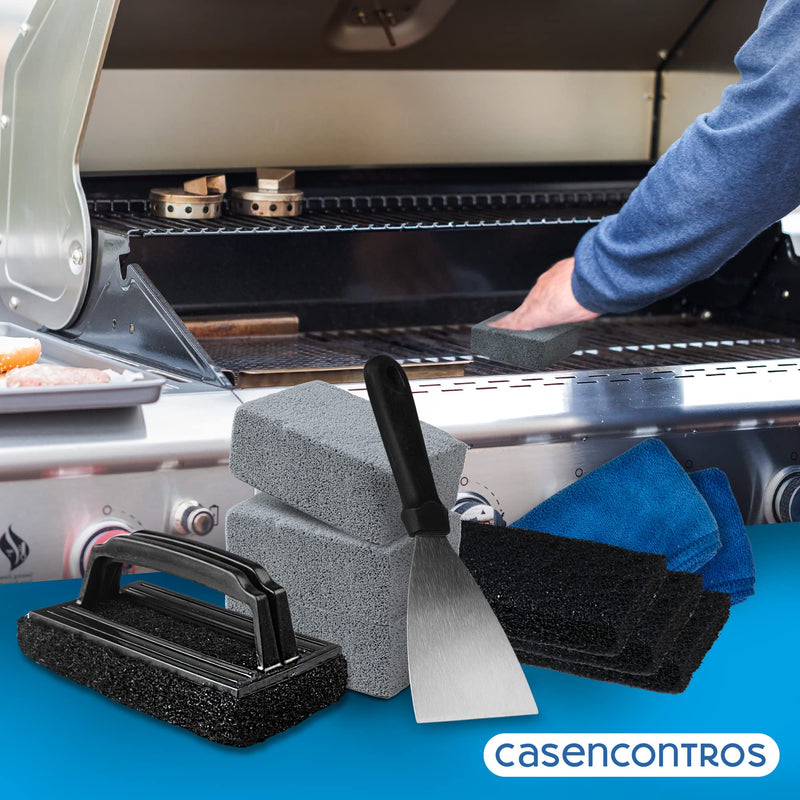 CASENCONTROS - Griddle Cleaning Kit for Blackstone [12 Pcs] - Flat Top Grill Accessories and Grill Cleaning Kit - Griddle Cleaner Set with Cleaning Pads, Grill Brush, Cleaning Bricks, Brush and Towels - Grill Parts America