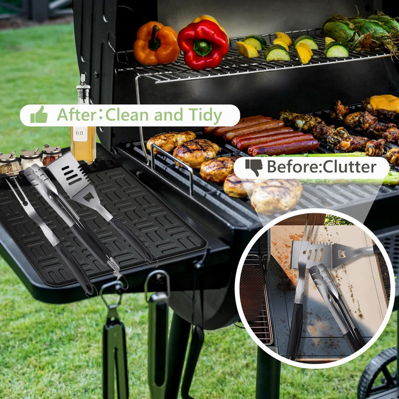 Pet Baby 2PCS Silicone Griddle Tools Mat, Large Spatula Mat with Drip Pad Griddle Silicone Mat Side Shelf Mat for Grill BBQ Griddle Accessories(Black15.35"*10.63") - Grill Parts America