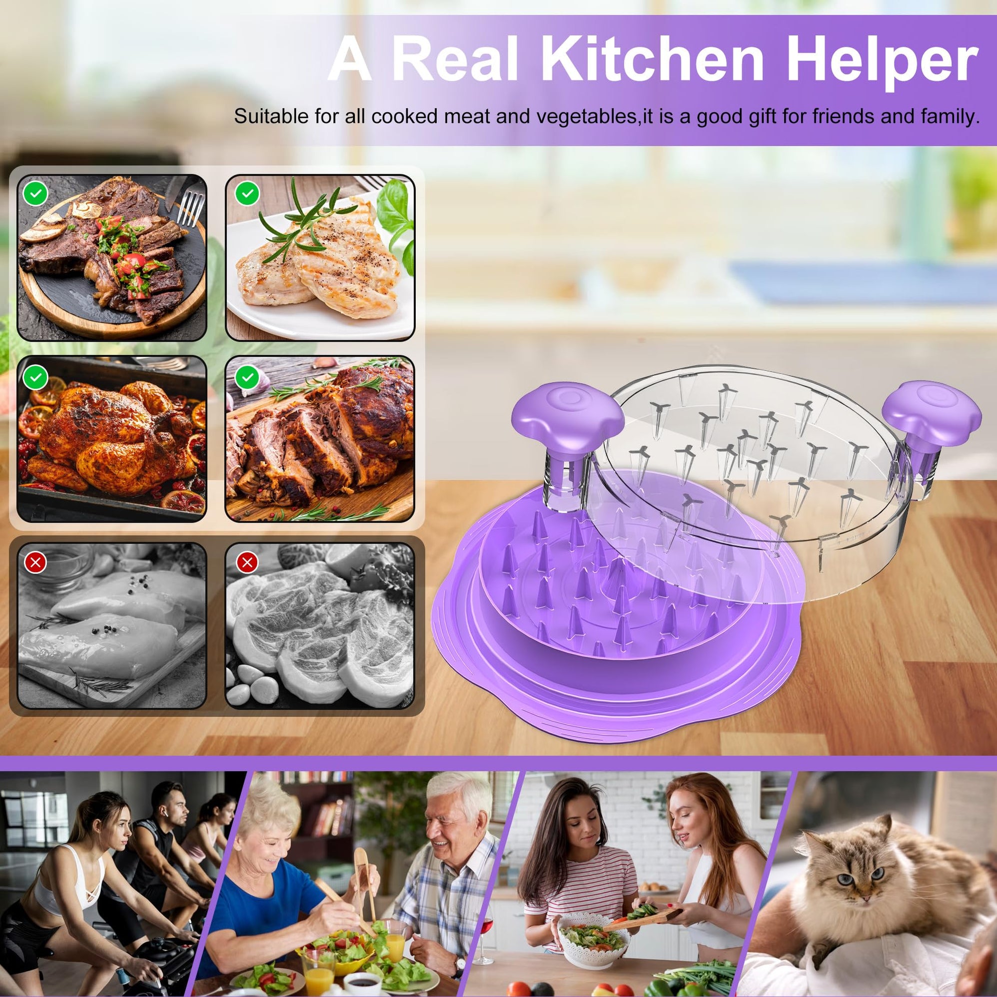 SURETIVIAN Chicken Shredder Large Chicken Breast Shredder Tool Twist