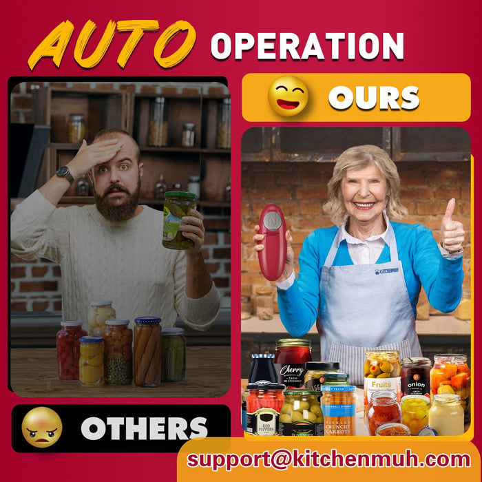 Higher Torque Electric Jar Opener for Seniors with Arthritis Fit Almost Jars Size, Strong Tough Automatic Jar Opener for Weak Hands, Hands Free Battery Operated Bottle Opener for Arthritic Hands, Red - Grill Parts America