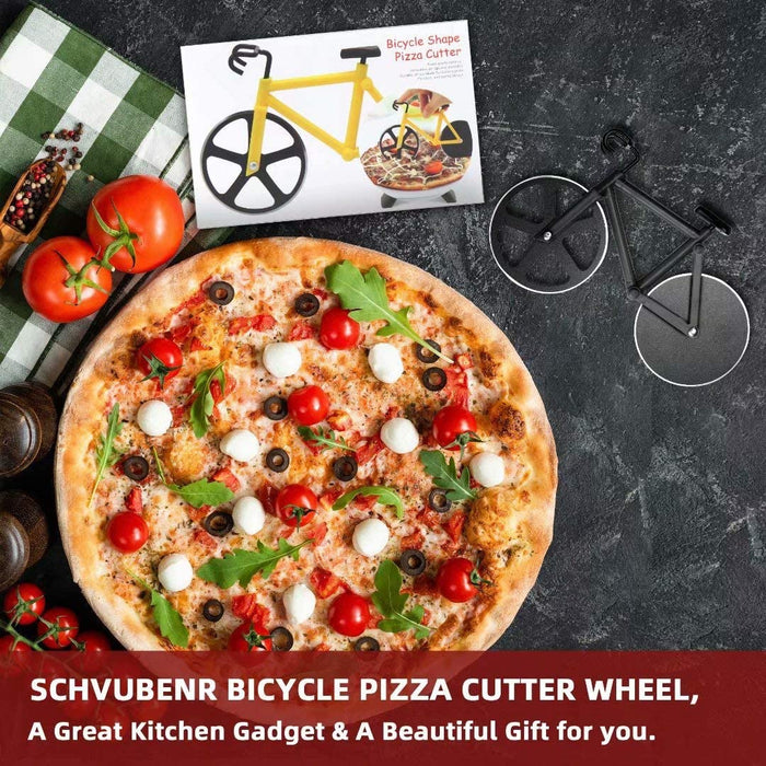 SCHVUBENR Bicycle Pizza Cutter Wheel - Gifts for Cyclists Men - Housewarming Christmas Gift - Bike Pizza Cutter - Funny Kitchen Gadget - Cool Men’s Gift - Stainless Steel Pizza Slicer(Black) - Grill Parts America