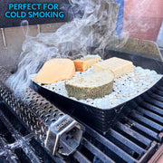 Kona Smoker & Grill Basket - For Veggies, Fish, Nuts, Cheese - 600 Degree Premium Mesh Nonstick Grilling Basket/Grill Net - Essential Grilling Accessories For Outdoor Grill & BBQ, 12x12x3 Inch - Grill Parts America