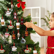 12 Pieces Christmas Coffee Cup and Tea Hanging Wood Cutouts Decoration Ornament for Xmas Tree Party Holiday Home Decor (Cups Style) - Grill Parts America
