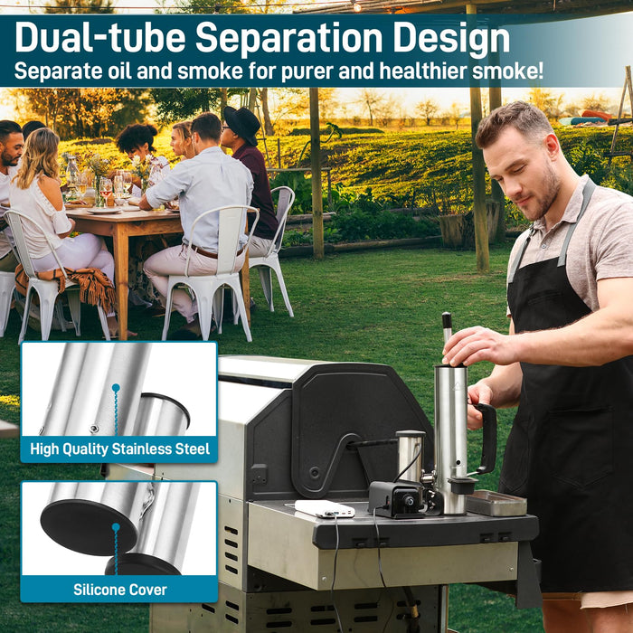 EUTRKei Smoke Tube for Pellet Smoker, Smoke Generator with Air Pump - Continuous Billowing Smoke, Hot or Cold Smoking, for Any Grill or Smoker, Automatic Grill Accessories to Provide Smoking - Grill Parts America