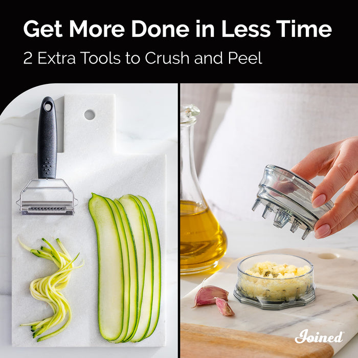 Joined Cheese Grater with Container - Box Grater Cheese Shredder Lemon Zester - Cheese Grater with Handle - Graters for Kitchen Stainless Steel Food Grater - Garlic Mincer Tool and Vegetable Peeler - Grill Parts America