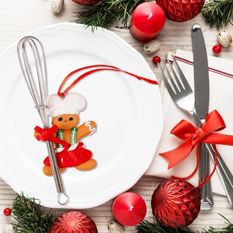 Kitchen Gingerbread Ornaments for Christmas Tree Decorations - 2pcs Clay Gingerbread Aprons Chef Baking Ornaments for Kids Adults Cooking Chef Baker Gifts for Women - Grill Parts America