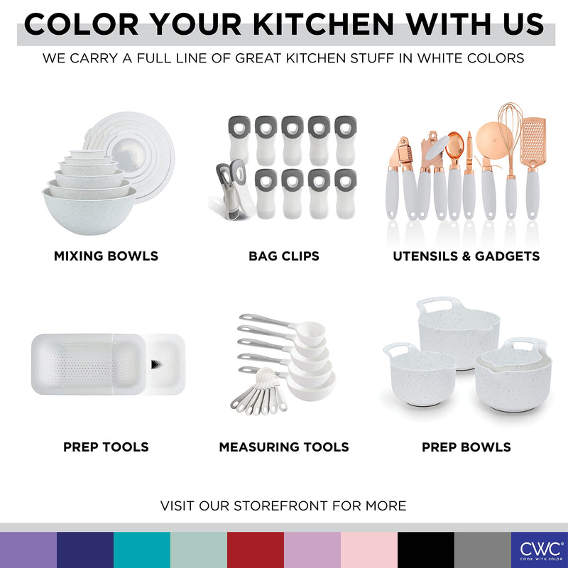 COOK WITH COLOR Kitchen Gadget Set Stainless Steel Utensils with Soft Touch Handles, 7 Pc. Copper, White - Grill Parts America