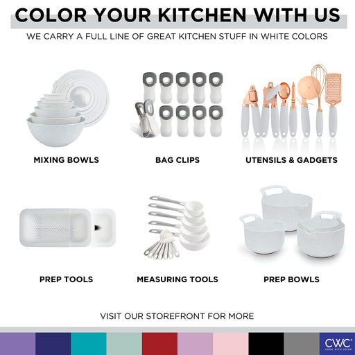 COOK WITH COLOR Kitchen Gadget Set Stainless Steel Utensils with Soft Touch Handles, 7 Pc. Copper, White - Grill Parts America